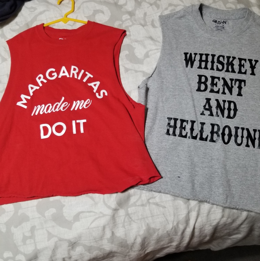 2 graphic cutoff tshirt tanks